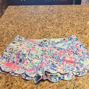 Lilly Pulitzer Pink and Blue Floral High Waist Shorts
